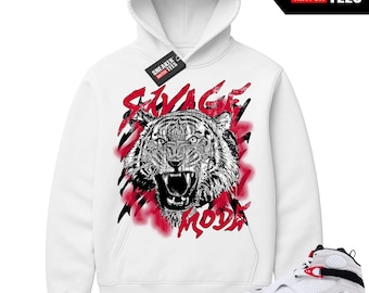 Jordan 8 White True Red Sneaker Match Hoodie White Savage Mode