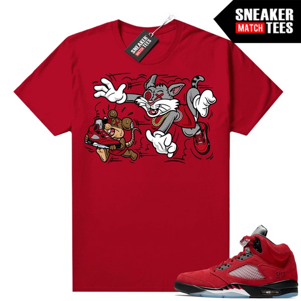 Raging Bulls 5s Shirts to match Sneaker Match Tees Red "Finessed"