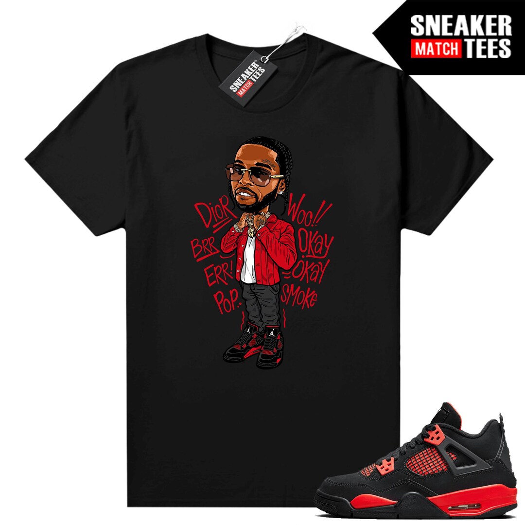 Red Thunder 4s to Match Sneaker Match Tees Black wootoon - Etsy