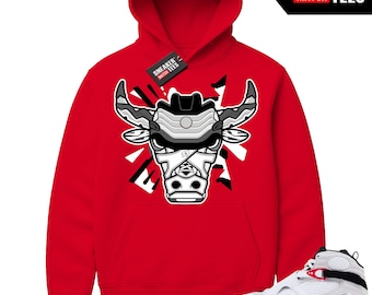 Jordan 8 White True Red Sneaker Match Hoodie Red Retro 8 Bull