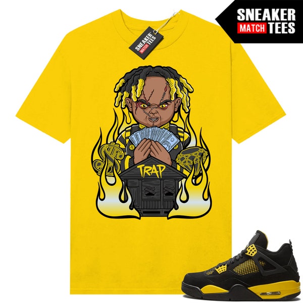 Thunder 4s shirts to match Sneaker Match Tees Yellow "Trap Chucky"