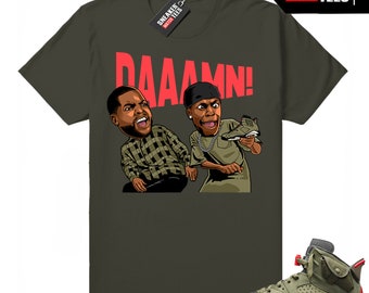 Travis Scott 6s Sneaker Match Tees Oliv "DAAAMN"