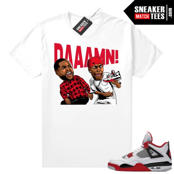 Fire Red 4s Shirts to Match Sneaker Match Tees White daaamn - Etsy