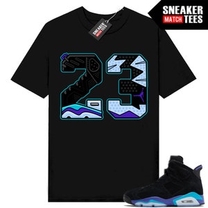 Aqua 6s Shirts to match Sneaker Match Tees Black "23 6s"