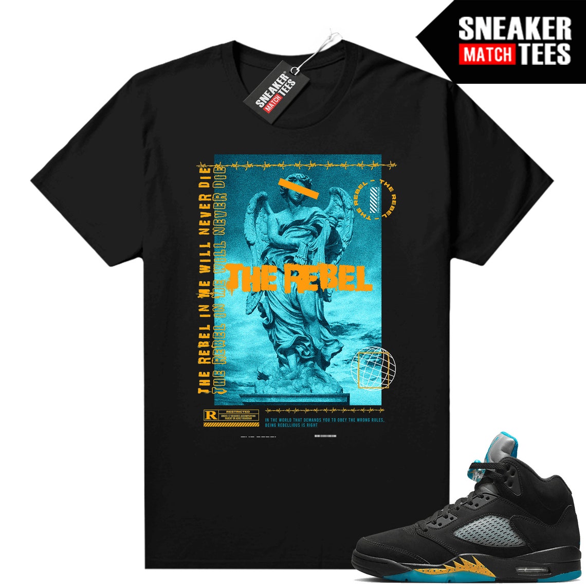 Aqua 5s Shirts to Match Sneaker Match Tees Black the - Etsy