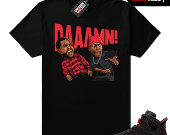 Camisetas Infrared 6s para combinar con las camisetas Sneaker Match negras "DAAAMN"