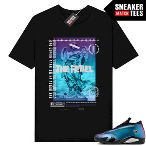 Jordan 14 Love Letter Sneaker Match Tees Black t-shirt &quot;Rebel&quot;