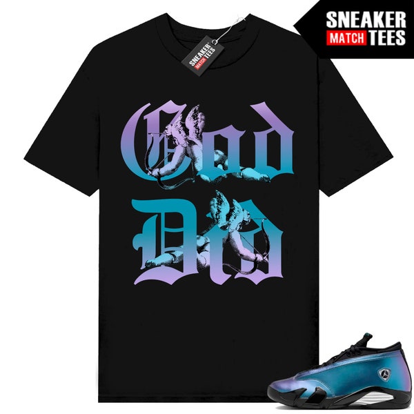 Jordan 14 Love Letter Sneaker Match Tees Black t-shirt "God Did"