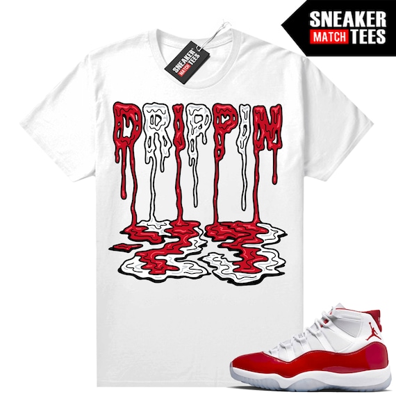 Cherry 11 s shirts to match Sneaker Match Tees White