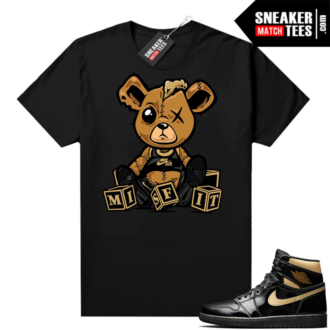 Black Gold Metallic 1s Matching Sneaker Tees Shirts Black - Etsy