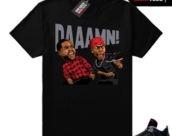 Camisetas deportivas Bred 4s Match negras "DAAAMN"