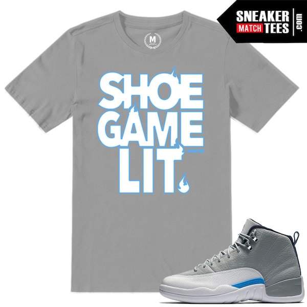 Wolf Grey 12s Shirts to match Sneaker Match Tees Grey "Shoe Game Lit"