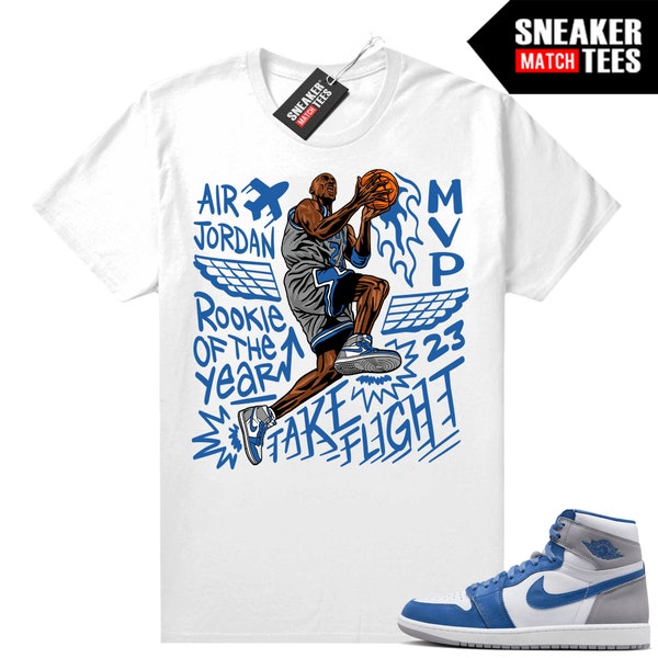 True Blue 1s shirts to match Sneaker Tees White "Take Flight"