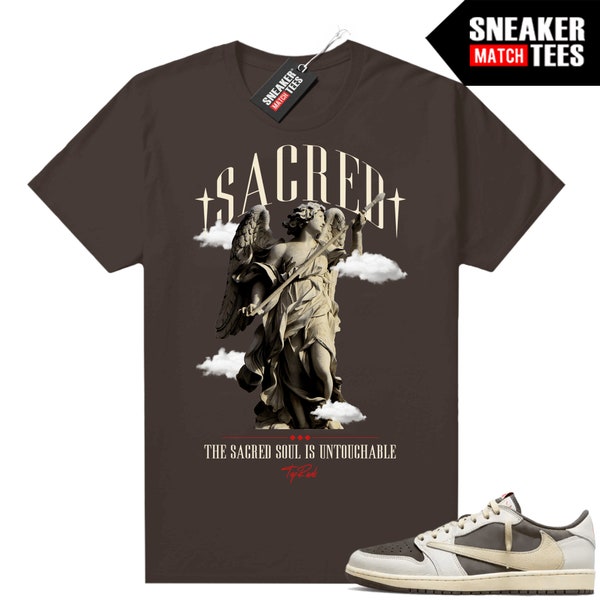 Travis Low Reverse Mocha 1s to match Sneaker Match Tees Brown "TopRank Untouchable"