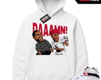Jordan 8 White True Red Sneaker Match Hoodie White DAAAMN