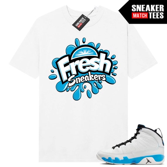 Jordan 9 Powder Blue match Sneaker Match Tees White Shirt Fresh Sneakers