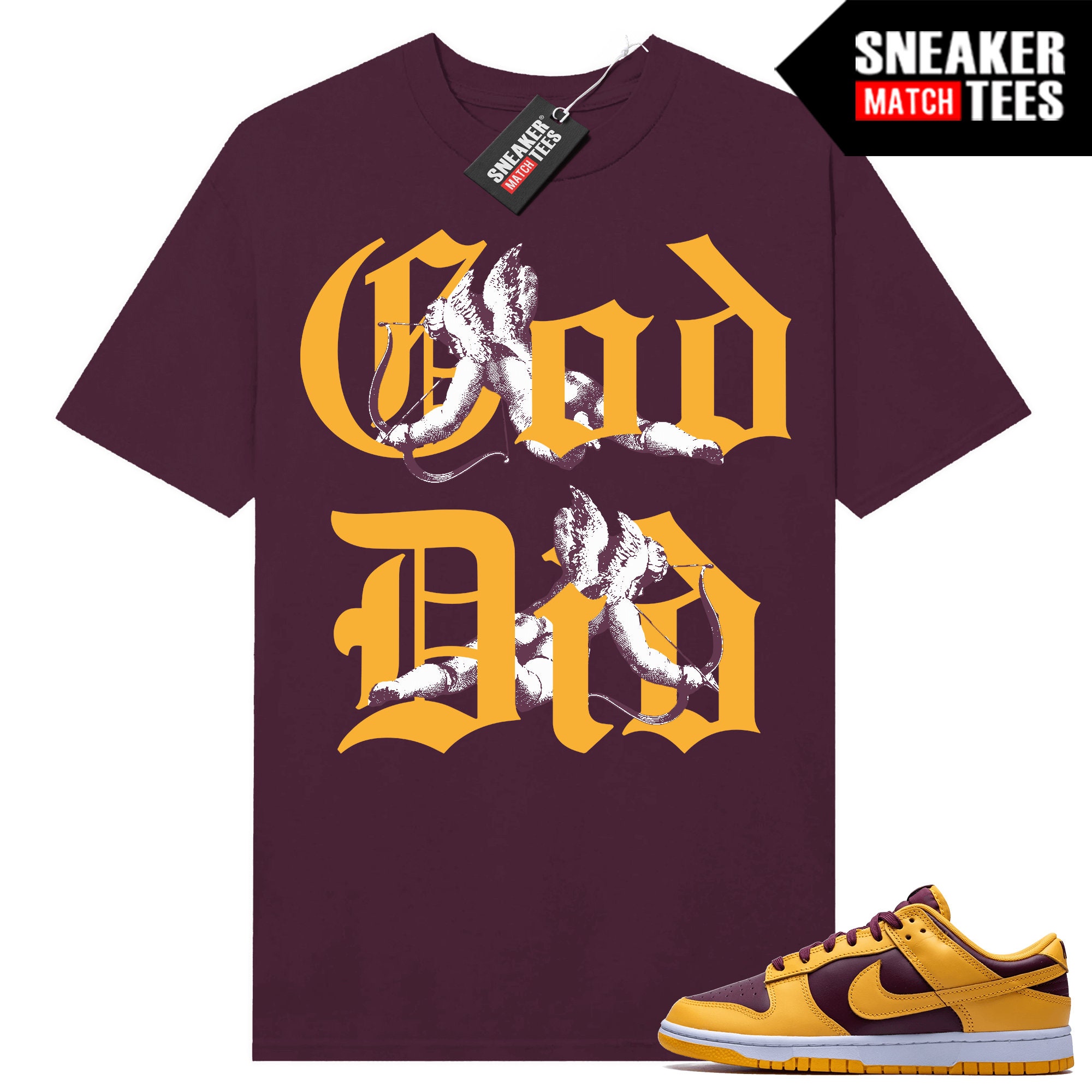 Arizona State Dunk Low to match Sneaker Match Tees Maroon "God Did"