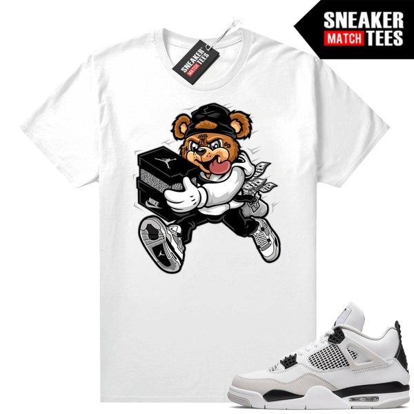 T-shirt da abbinamento per sneaker militari nere 4s Rapina con sneaker bianca