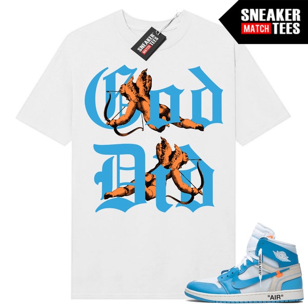 OFF White 1s UNC Shirts die passen bij Sneaker Match Tees White "God Did"