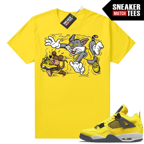 Chemises Lightning 4s assorties aux t-shirts Sneaker Match jaunes raffinés