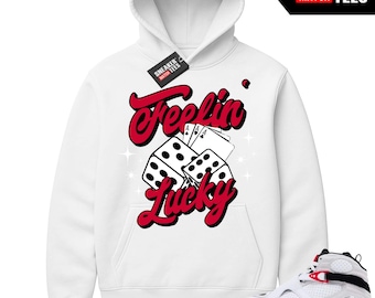 Jordan 8 White True Red Sneaker Match Hoodie White Feeling Lucky