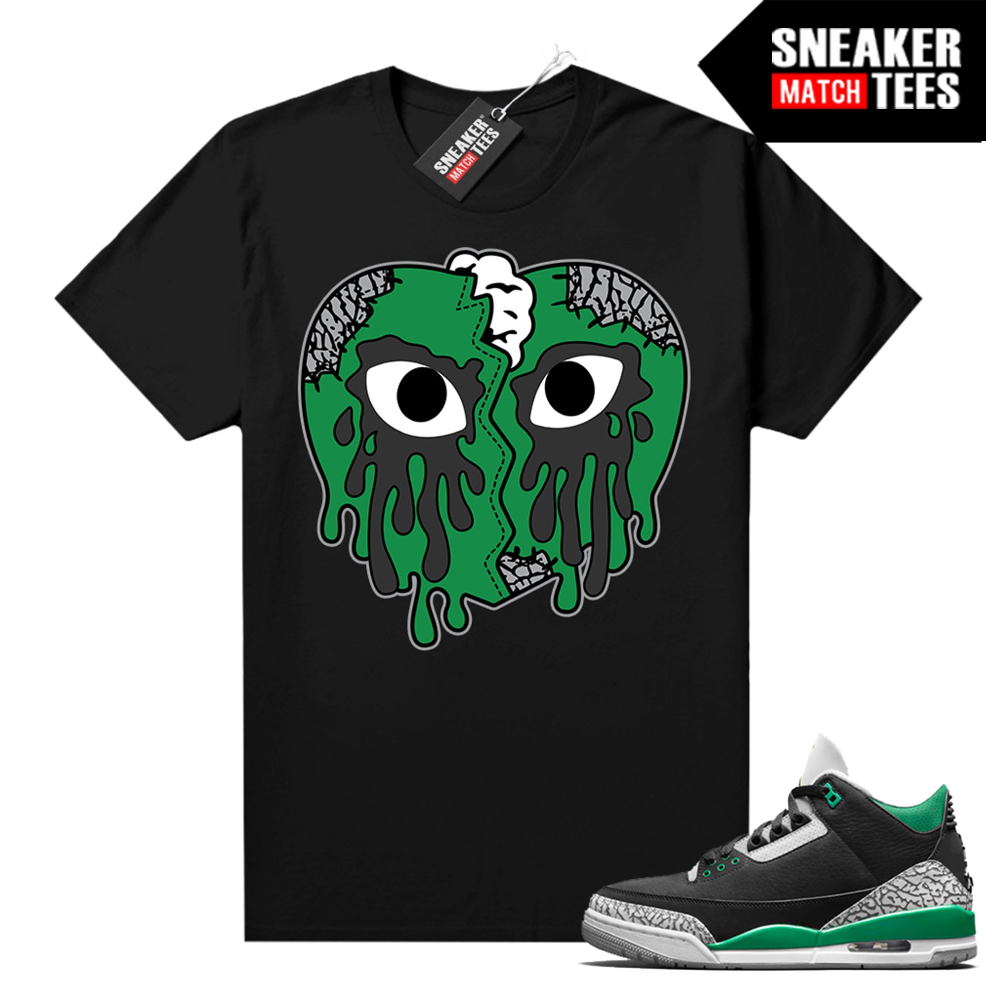 Pine Green 3s Shirts to Match Sneaker Match Tees Black Crying Heart - Etsy