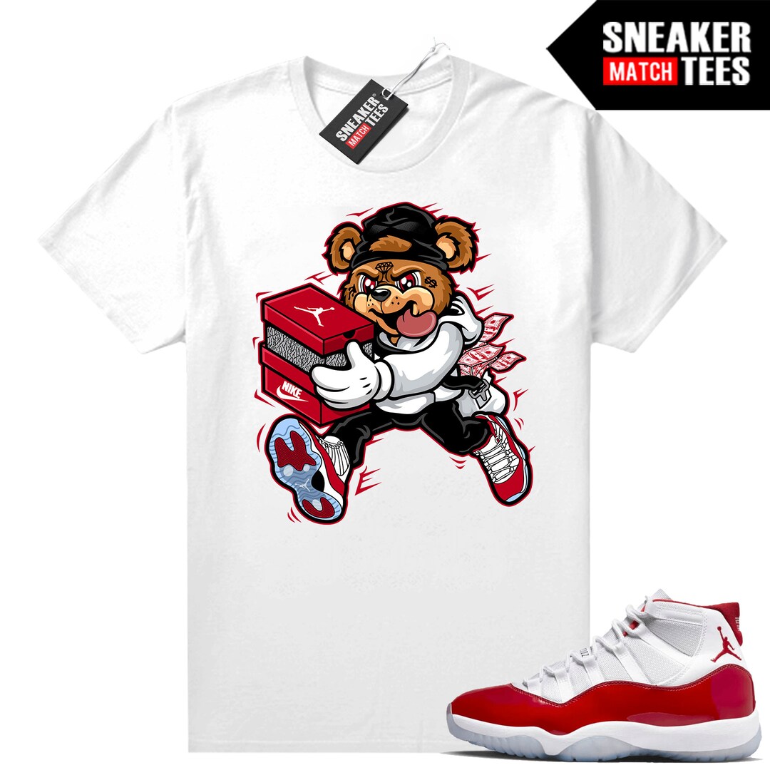 Cherry 11's Shirts to Match Sneaker Match Tees White bear Sneaker Heist ...
