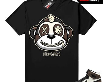 Mocha 1s Sneaker Match Tees Black "Misunderstood Monkey"