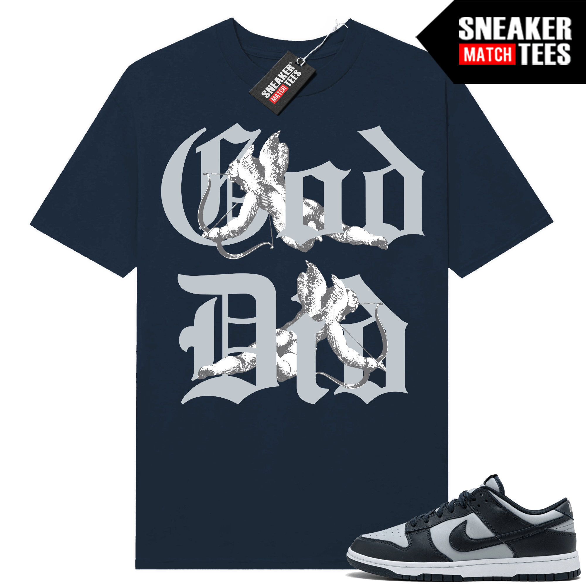 Georgetown Dunk Low to match Sneaker Match Tees Navy "God Did"