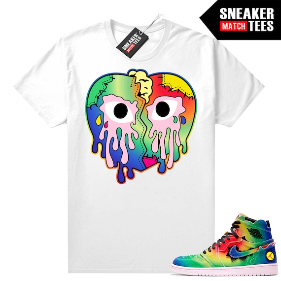 J Balvin 1 Sneaker Match Tees White Crying Heart