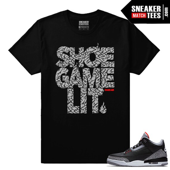 Black Cement 3s Shirts to Match Sneaker Match Tees Black shoe Game Lit Etsy UK