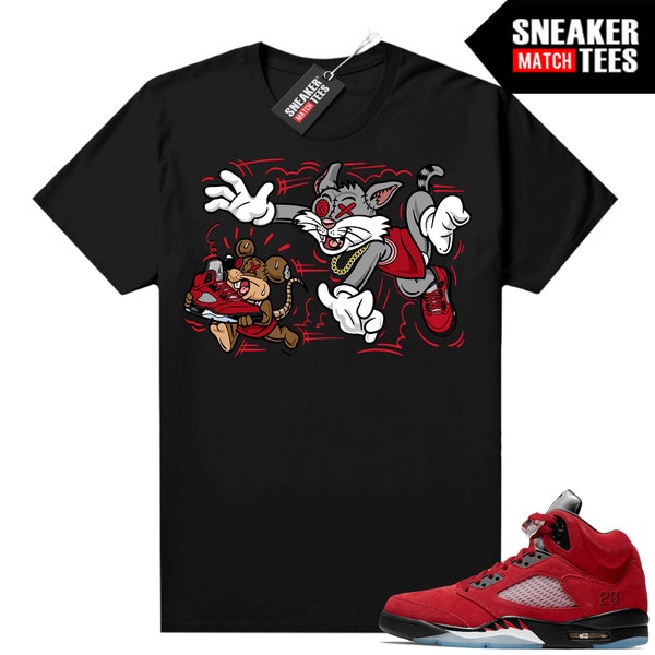 Raging Bulls 5s Shirts to match Sneaker Match Tees Black "Finessed"