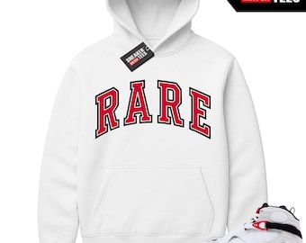 Jordan 8 White True Red Sneaker Match Hoodie White Rare Arch Logo
