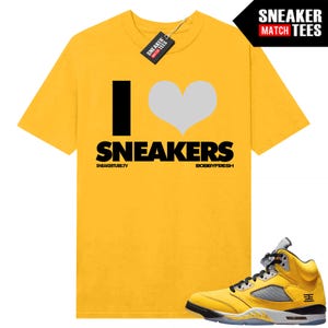 Jordan 5 Tokyo Matching Sneaker Tees Yellow I Love Sneakers