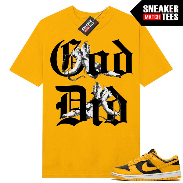 Golden Rod Dunk Low to match Sneaker Match Tees Gold "God Did"