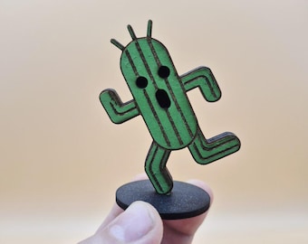 Final Fantasy Wooden Pampa Figurine | Geek Gaming Decoration | FF Cactuar | Video Game Fan Gift