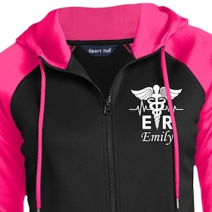 Personalized Emergency Room Hooded Jacket custom name ER zip hoodie emergency nurse gift ER tech technician paramedic