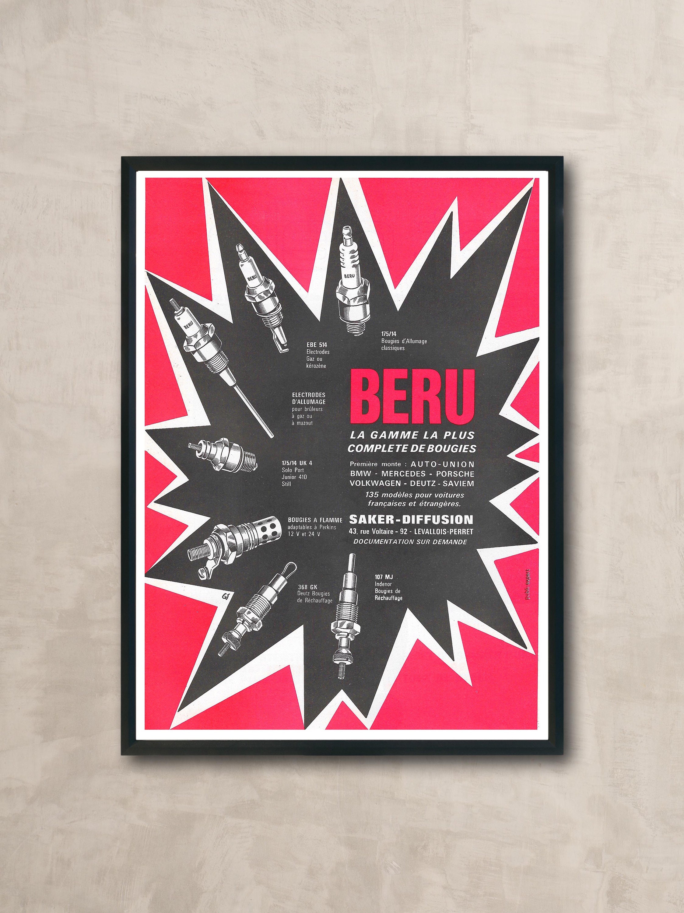 Affiche Vintage Beru France 1960