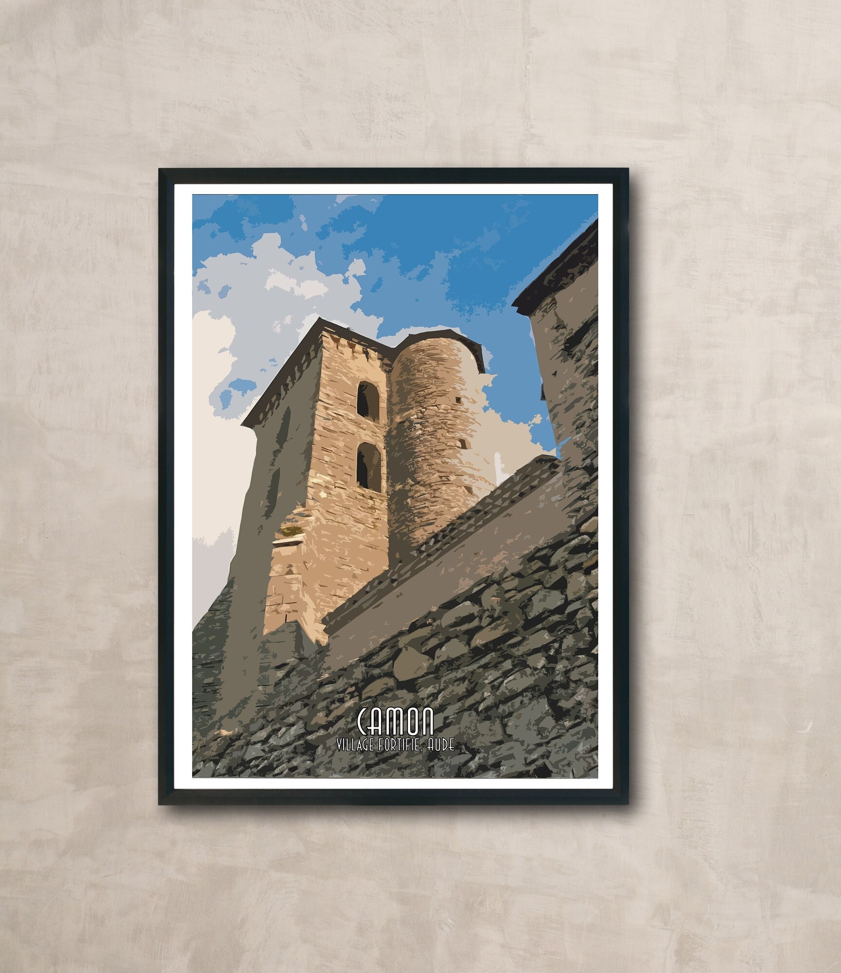Affiche Village Fortifié de Camon, Aude
