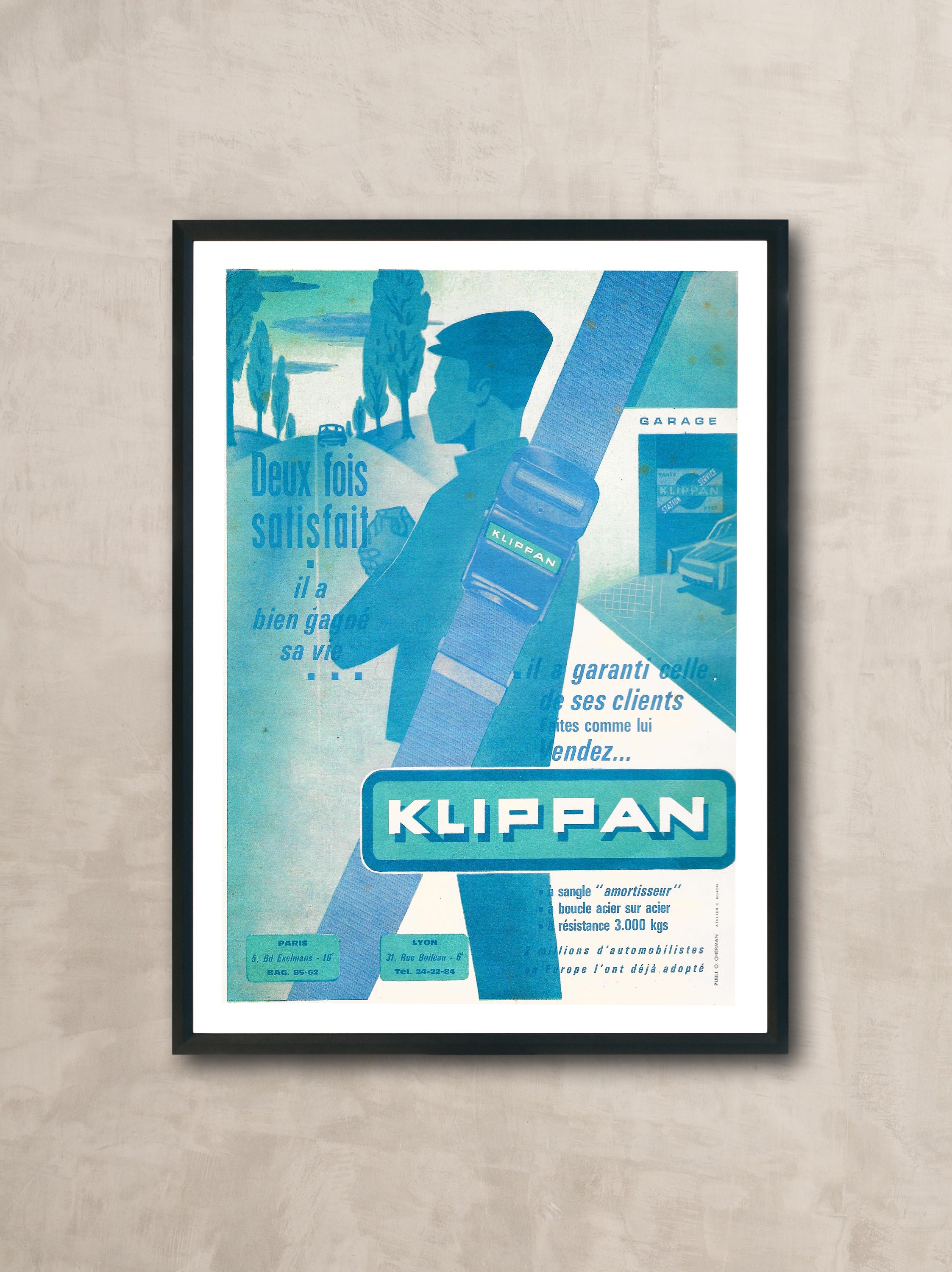 Affiche Vintage Klippan France 1960