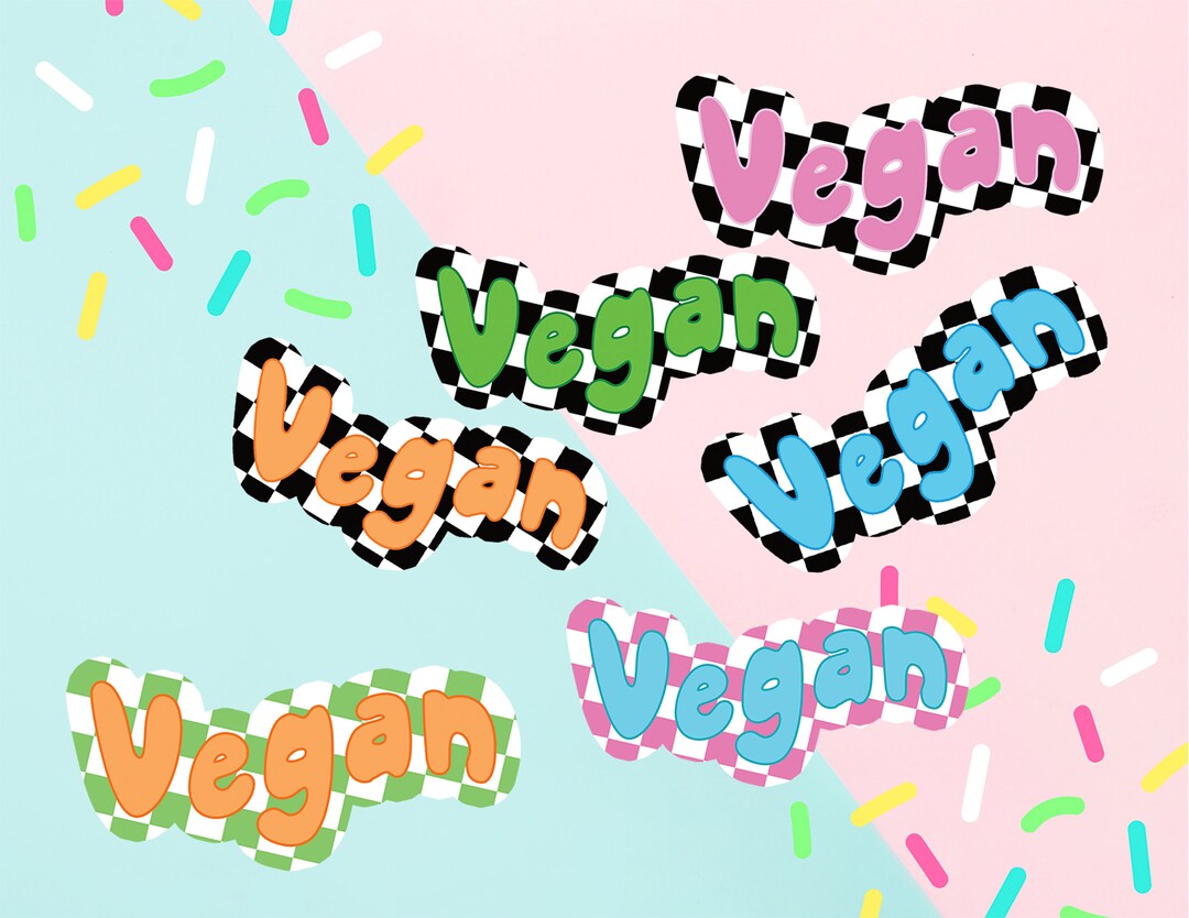 Y2k Vegan Checker Die Cut Sticker Multicolor Stickersmatte Etsy