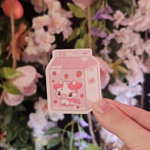 Strawberry Cow Milk Sticker