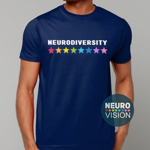 NEURODIVERSITY Rainbow Stars T Shirt, Unisex T Shirt, T-shirt Gift, adhd, asd, autism, spectrum,