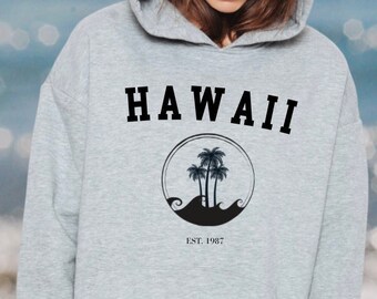 Hawaii State Sweatshirt, Aloha Crewneck, Oversized Hawaiian Hoodie, Palm Tree Sweater, Island Sweatshirt