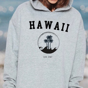 Hawaii State Sweatshirt, Aloha Crewneck, Oversized Hawaiian Hoodie, Palm Tree Sweater, Island Sweatshirt