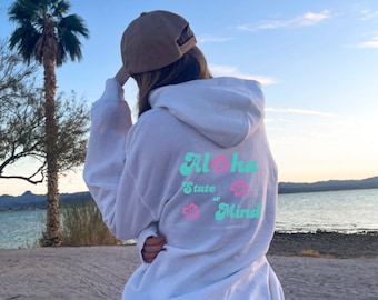 Aloha State Of Mind Hoodie, Aloha Sweatshirt, Hawaii State Shirt, Hawaii Hoodie, Retro Hawaii Sweater