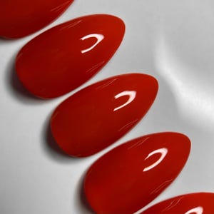 Orange Red Press-On Nail Set - Set of 28-30 Press-On Nails