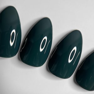 Dark Green-Blue Press-On Nail Set - Set of 28-30 Press-On Nails
