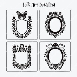 30 Folk Art Borders Procreate Stamps: Scandinavian Frame (digital Brush ...