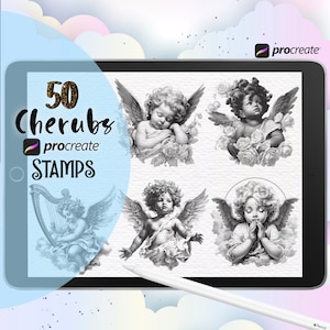 Procreate Cherubs Stamps, Putti Brushes, Cupid Tattoo Stamps, Angels, Baroque, Ornate, African American Angels, Valentines Day, Christian